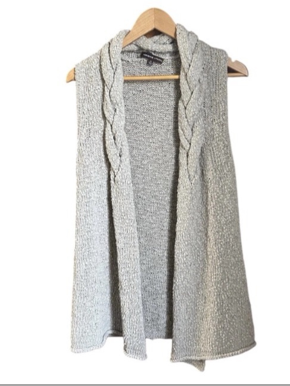 Adrienne Vittadini Open Front Sleeveless Chunky Knit Shrug Vest Women’s M Boho